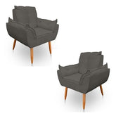 Kit 02 Poltronas Opala em Tecido Grafite com Pés Palito |Promoção| Delliriun