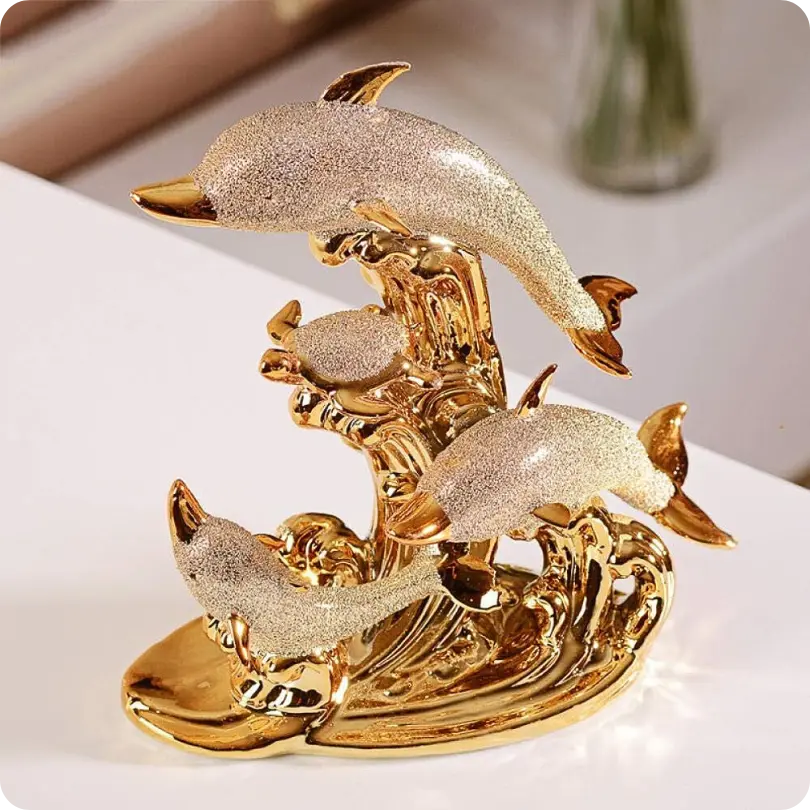 Estátua de Golfinhos em Cerâmica -  OceanArt®