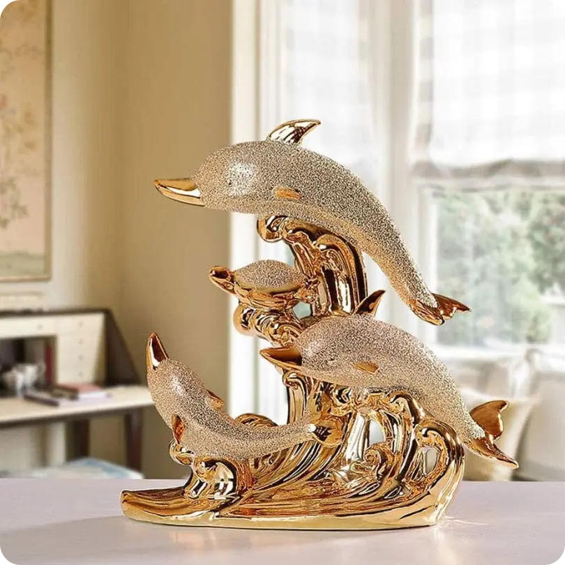 Estátua de Golfinhos em Cerâmica -  OceanArt®