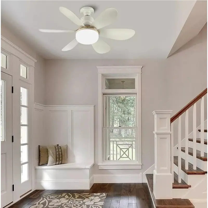 Ventilador de Teto Moderno 6 Pás com Luz LED Silencioso e Controle Remoto – Design Elegante para Quartos e Salas