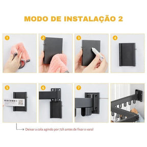 Varal Retrátil de Alumínio para Parede Suporta até 25kg