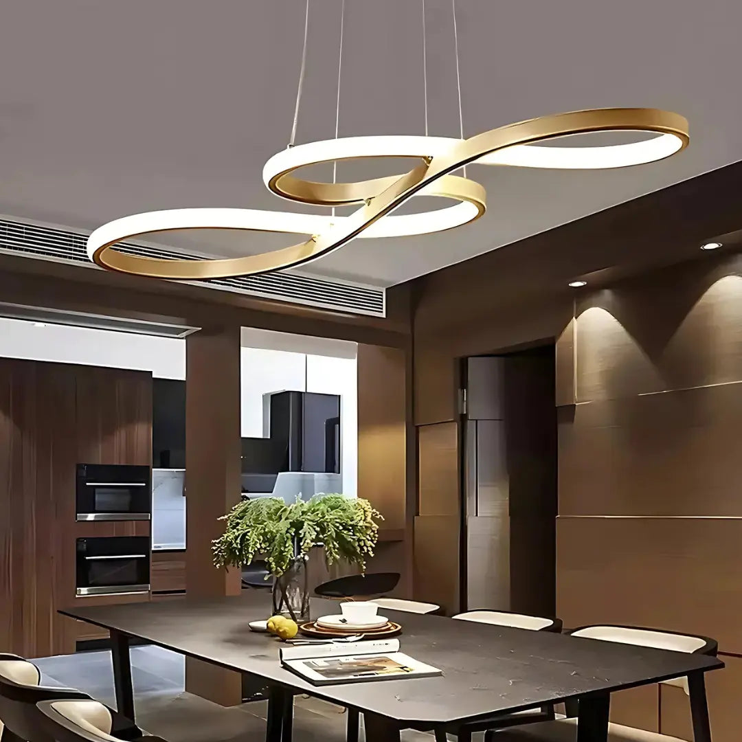 Lustre Pendente Dourado InfinityLux em LED