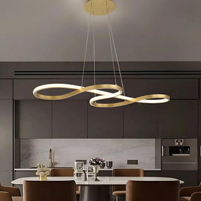 Lustre Pendente Dourado InfinityLux em LED