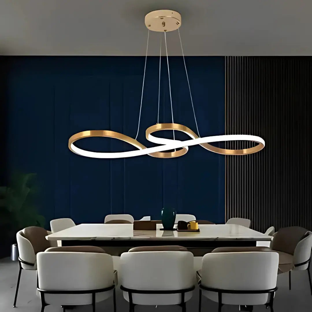 Lustre Pendente Dourado InfinityLux em LED