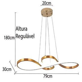 Lustre Pendente Dourado InfinityLux em LED