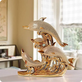 Estátua de Golfinhos em Cerâmica -  OceanArt®